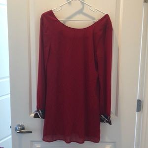 Red Dress with Embellished sleeves
